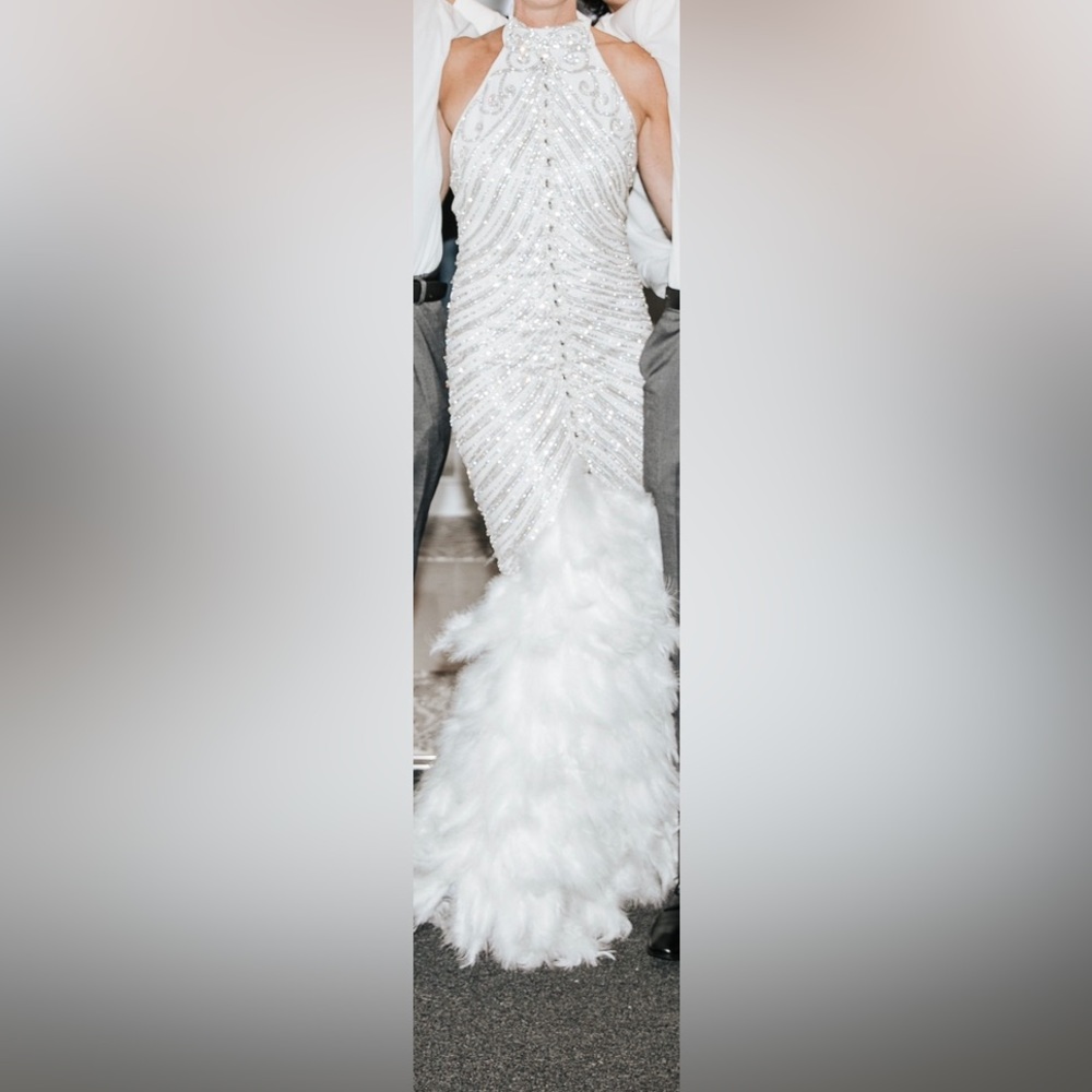 Snow Winter wonderland Rhinestone feather wedding reception prom pageant